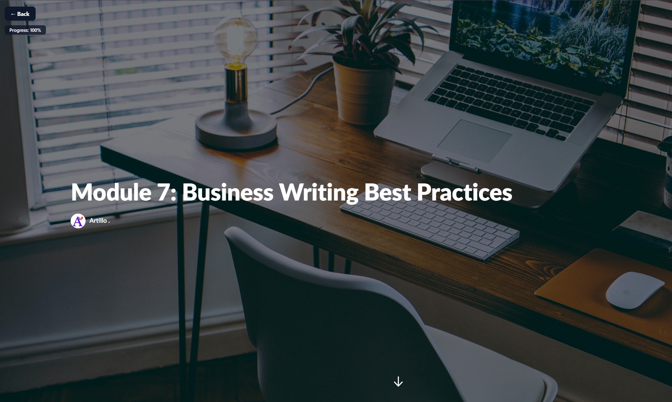 Artillo course content view